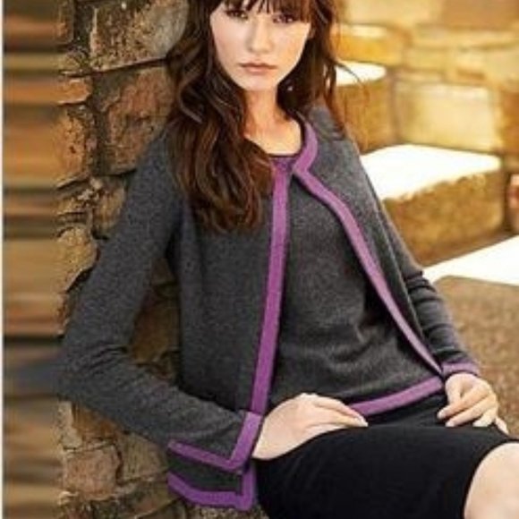 French custom Sweaters - French designer private custom 100% cashmere cardigan two-piece set, small